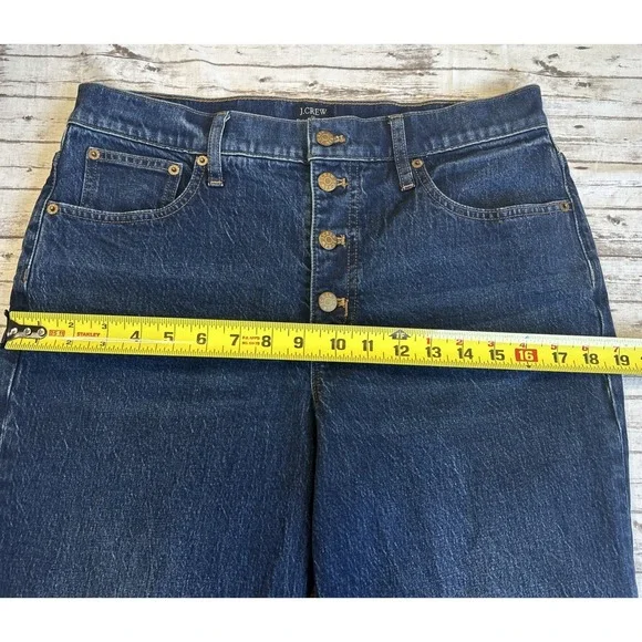 J Crew Jeans Women 30x29 Blue Denim Full Length Wide Leg Stretch Button Fly - Picture 6 of 11